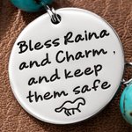 Personalised Turquoise Beads Horseshoe Keychain Lucky Charm with Text Rider Protection Birthday Anniversary Gift for Horse Lovers Equestrians