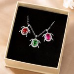 Personalized 1-6 Sea Turtle Birthstones Zircon Sterling Silver Necklace Dainty Jewelry Anniversary Birthday Gift for Women Turtle Lovers