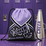 Personalised Glitter Cheer Pom Pom Pattern Drawstring Bag with Team Name Outdoor Sports Birthday Gift for Cheerleading Athletes