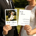 Personalized Minimalist Photo Wedding Greeting Card Invitation with Name Date Text and Venue Wedding Engagement Party Gift for Bride Bridegroom