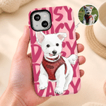 Personalised Watercolour Pet Photo Multicolour Phone Case for iPhone Samsung with Name Daily Use Birthday Gift for Pet Lovers