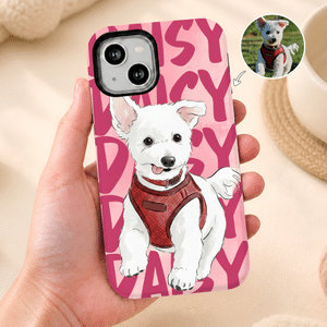 Personalised Watercolour Pet Photo Multicolour Phone Case for iPhone Samsung with Name Daily Use Birthday Gift for Pet Lovers