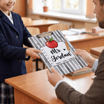 Spersonalizowana, wielokolorowa tablica z motywem jabłek, z płaskim klipsem i napisem – prezent z okazji powrotu do szkoły i Dnia Nauczyciela dla nauczycieli i pedagogów