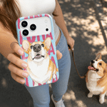 Personalised Watercolour Pet Photo Multicolour Phone Case for iPhone Samsung with Name Daily Use Birthday Gift for Pet Lovers