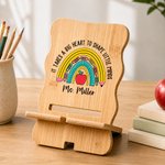 Personalised Teacher Themed Rainbow Phone Stand  with Title and Surname Daily Use Birthday Back to School Teachers' Day Gift for Teacher