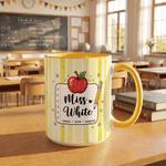 Personalized Teach Love Inspire Apple Pencil 11 oz 15 oz Ceramic Mug with Name Daily Use Back to School Teacher's Day Gift for Teacher