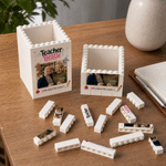 Personalized Building Blocks Teacher Bestie Photo Pencil Holder Pen Organizer with Name Back to School Appreciation Gift for Teacher