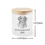Personalised Line Drawing Pet Photo Frosted Glass LED Candle Jar with Name and Text Sympathy Memorial Gift for Pet Owners Friends