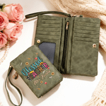 Personalized Blessed Teacher Pen Sunflower PU Leather Wristlet Wallet with Name Teacher's Day Appreciation Birthday Gift for Teachers