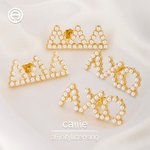 Personalized Elegant Pearl Stud Earrings with Greek Letter Bid Day Sorority Birthday Gift for Sisters Friends | Callie × Affinity