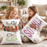 Personalised Multicolour Soft Rectangular Cushion Cover with Name Daily Use Birthday Gift for Family Friend Kid