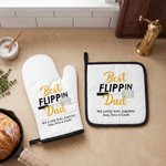Gants de Cuisine et Dessous de Casserole Personnalisés avec Nom et Texte Cadeau Anniversaire Fête des Pères pour les Amoureux de la Cusine