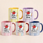 Personalized Teach Love Inspire Apple Pencil 11 oz 15 oz Ceramic Mug with Name Daily Use Back to School Teacher's Day Gift for Teacher