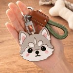 Llavero personalizado de cuero de PU de perro de dibujos animados con nombre Uso diario Aniversario Cumpleaños Regalo para los amantes de los dueños de mascotas
