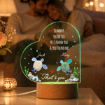 Veilleuse LED romantique personnalisée en forme de cœur avec tortue de mer, prénom et socle en bois – Décoration d'intérieur – Cadeau pour la Saint-Valentin ou un anniversaire de couple