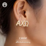 Personalized Elegant Pearl Stud Earrings with Greek Letter Bid Day Sorority Birthday Gift for Sisters Friends | Callie × Affinity