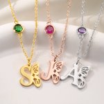 Personalized Exquisite Birthstone Necklace with Butterfly Initial Dainty Jewellery Daily Wear Birthday Gift for Women Butterfly Lovers