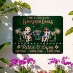 Personalised Cartoon Character Clip Art Horizontal Metal Sign with Text and Name Swimming Pool Decor Birthday Gift for Couples