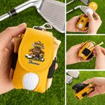 Henkilökohtainen Monivärinen Golf Elementit PU Nahka Golf Ball Bag nimi ja Golf Tee Syntymäpäivä Isänpäivä lahja Golf harrastajille