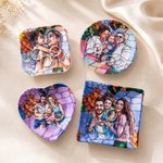 Personalized Stained Glass Style Family Portrait Ceramic Trinket Jewelry Dish Daily Use Birthday Gift for Girls Women