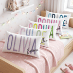 Personalised Multicolour Soft Rectangular Cushion Cover with Name Daily Use Birthday Gift for Family Friend Kid