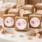 Personalised Self-Adhesive Leopard Print Pink Blue Sticker Label with Name Baby Shower Gender Reveal Party Gift for New Baby New Parents