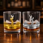 Personalized Golf Swing Character Name 10 oz Rock Old Fashioned Whisky Glass Father's Day Birthday Gift for Man Golf Lover