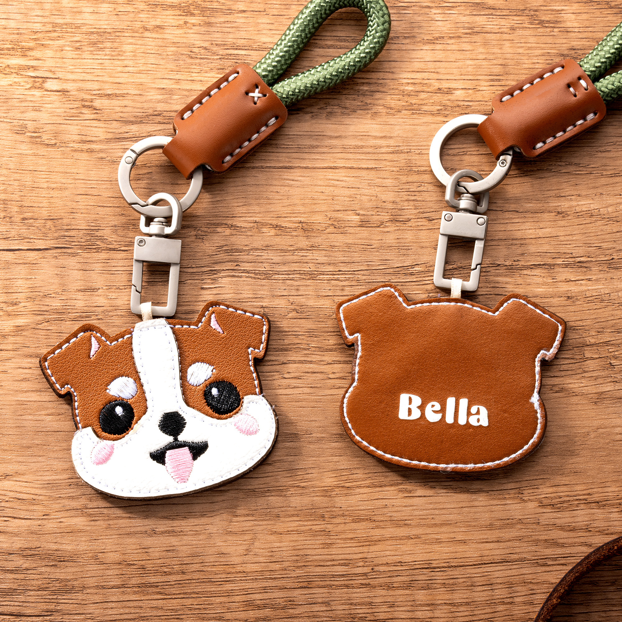 Personalisierte Cartoon Hund PU Leder Schlüsselanhänger mit Namen Täglicher Gebrauch Jahrestag Geburtstag Geschenk für Tierbesitzer Liebhaber