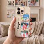 Coque de téléphone transparente personnalisée avec 4 photos pour iPhone et texte – Idée cadeau pour un usage quotidien, un anniversaire ou une fête, destinée aux nouveaux parents et aux couples