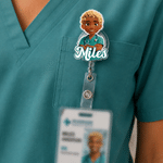 Personalized Cartoon Medical Character Acrylic Badge Reel with Name Nurses' Day Appreciation Birthday Gift for Doctor Nurse