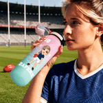 Personalised Cartoon Australian American Football Player Name Gradient Sports BPA-Free Water Bottle with Flip Top Game Day Birthday Gift for AFL Enthusiast