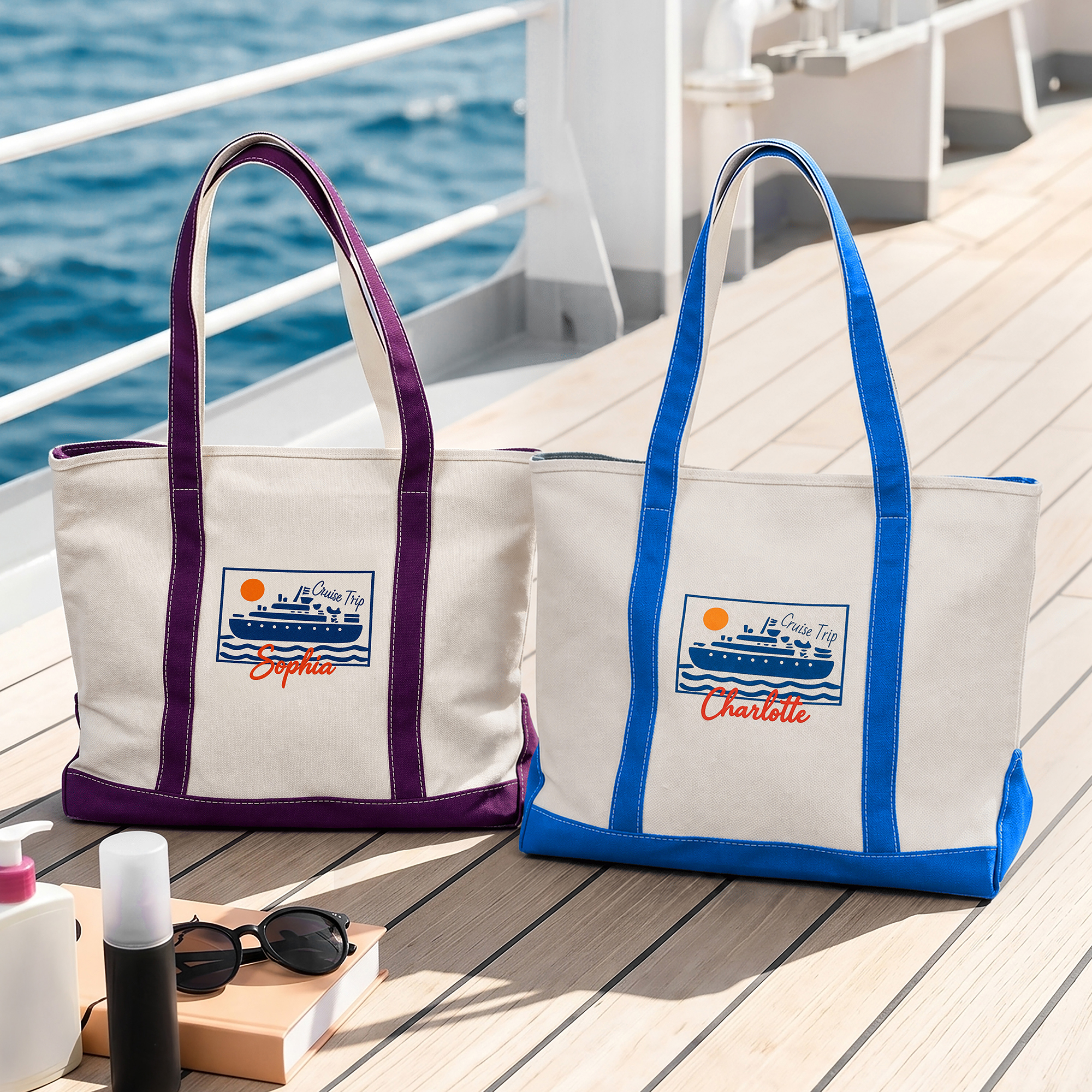 Personalisierte Canvas-Tragetasche mit Namen – für den Alltag, Kreuzfahrt, Urlaub, Strandausflug – Geschenk für Reisende und die Familie