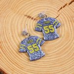 Personalised Glittery American Football Jersey Design Earrings Fashion Jewellery Game Day Team Birthday Gift for American Football Lover Woman