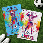 Personalized Ink Splashing Teen Soccer Silhouette Super Absorbent Sports Towel with Name and Hanging Clip Birthday Team Gift for Soccer Lover