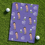 Personalised Multicolour Best Dad By Par 1-3 Face Photos Golf Quick-Dry Sports Towel with Nickname Daily Use Birthday Gift for Golf Lover Dad Grandad