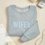 Personalised Multicolour Embroidered Title and Surname 100% Cotton Sweatshirt with Date Engagement Bridal Shower Wedding Gift for Newlywed Bridesmaid
