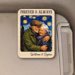 Personalized Starry Night Oil Painting Style Photo Car Visor Clip with Name and Title Car Accessories Birthday Anniversary Gift for Couple