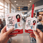 Personalised Travel Cartoon Character World Map Luggage Tag Passport Holder Set with Name Birthday Gift for Travel Lovers