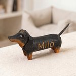 Personalised Funny Dachshund Dog Wooden Figurine Ornament with Name Home Desk Decor Adoption Day Birthday Gift for Dachshund Lovers