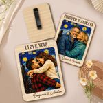 Personalized Starry Night Oil Painting Style Photo Car Visor Clip with Name and Title Car Accessories Birthday Anniversary Gift for Couple