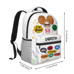 Personalized I'm Kind Brave Cartoon Kid Character Grid Large Capacity Backpack with Name Back to School Birthday Gift for Boys Girls