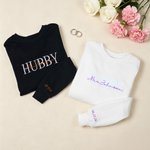 Personalised Multicolour Embroidered Title and Surname 100% Cotton Sweatshirt with Date Engagement Bridal Shower Wedding Gift for Newlywed Bridesmaid