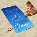 Personalised Underwater World Marine Theme Oversized Quick Dry Beach Towel with Name Summer Vacation Accessories Birthday Gift for Friends Family