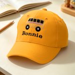 Personalized Multicolor Book Pencil Apple Trucker Hat Baseball Cap with Embroidered Name Back to School Birthday Gift for Kids Toddlers