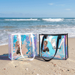 Personalized Cartoon Y2K Girl Holographic Clear Tote Bag with Name Wedding Party Travel Birthday Gift for Girls