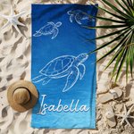 Personalised Underwater World Marine Theme Oversized Quick Dry Beach Towel with Name Summer Vacation Accessories Birthday Gift for Friends Family
