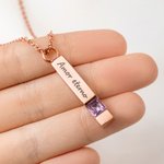 Collar urna tipo barra para cenizas personalizado con piedra de nacimiento y texto grabado 1-4 caras regalo conmemorativo para hombre y mujer