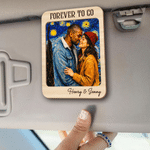 Personalized Starry Night Oil Painting Style Photo Car Visor Clip with Name and Title Car Accessories Birthday Anniversary Gift for Couple