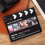 Adorno de madera personalizado con claqueta de cine y carrete de fotos regalo romántico de cumpleaños y aniversario para parejas
