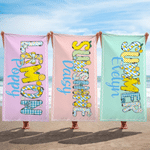 Personalized Sweet Lemon Bow Design Quick Dry Microfiber Beach Towel with Name Beach Party Vacation Birthday Gift for Girls Women